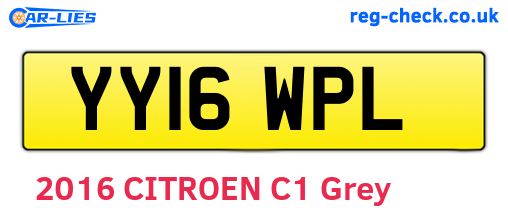 YY16WPL are the vehicle registration plates.
