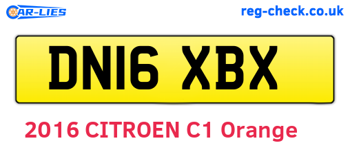 DN16XBX are the vehicle registration plates.