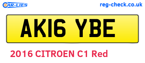 AK16YBE are the vehicle registration plates.