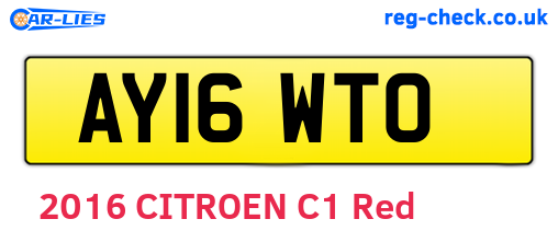 AY16WTO are the vehicle registration plates.
