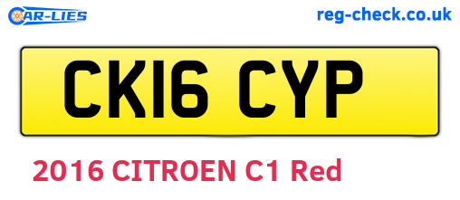 CK16CYP are the vehicle registration plates.