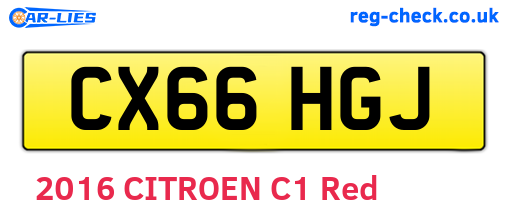 CX66HGJ are the vehicle registration plates.