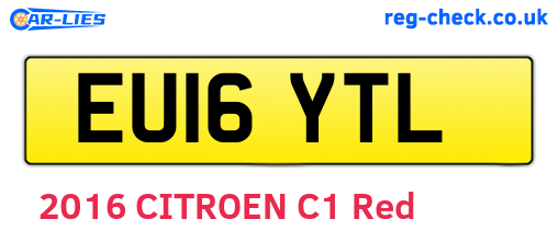 EU16YTL are the vehicle registration plates.