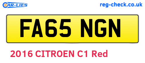 FA65NGN are the vehicle registration plates.