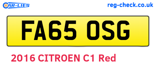FA65OSG are the vehicle registration plates.