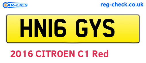 HN16GYS are the vehicle registration plates.