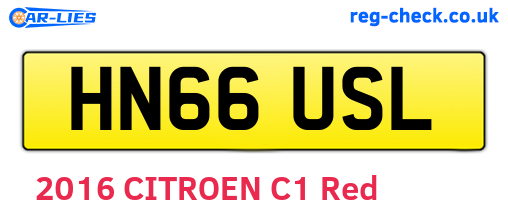 HN66USL are the vehicle registration plates.