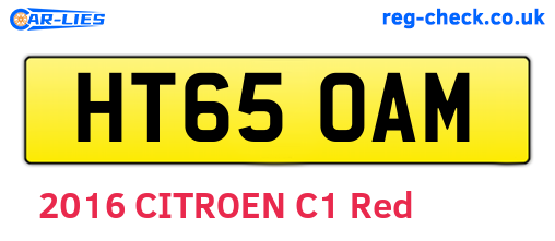 HT65OAM are the vehicle registration plates.