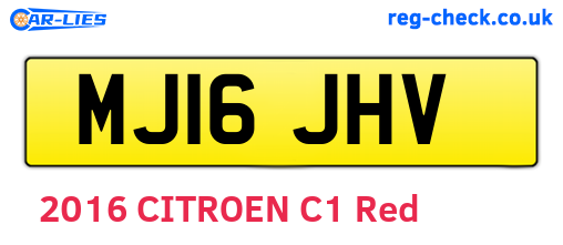 MJ16JHV are the vehicle registration plates.