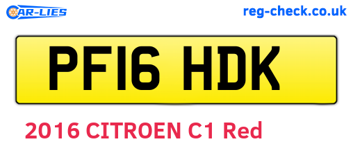 PF16HDK are the vehicle registration plates.