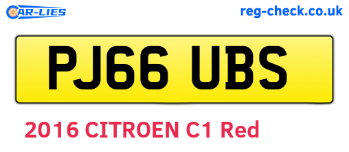 PJ66UBS are the vehicle registration plates.