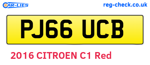 PJ66UCB are the vehicle registration plates.