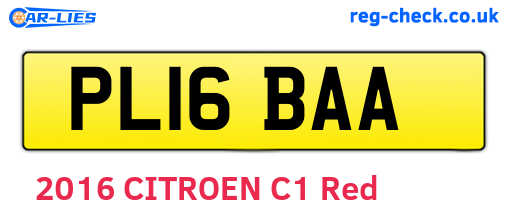 PL16BAA are the vehicle registration plates.