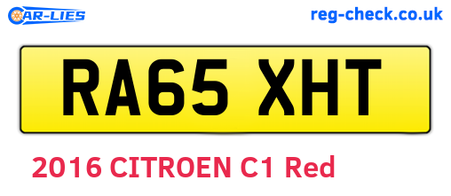 RA65XHT are the vehicle registration plates.