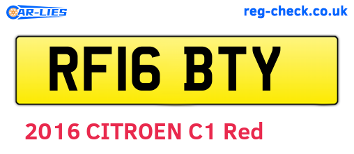 RF16BTY are the vehicle registration plates.