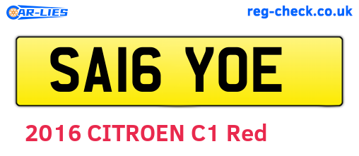 SA16YOE are the vehicle registration plates.