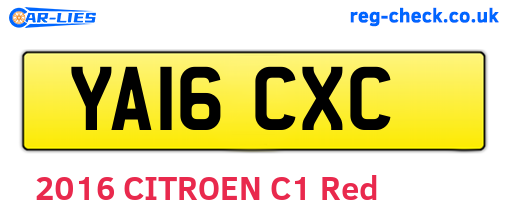 YA16CXC are the vehicle registration plates.