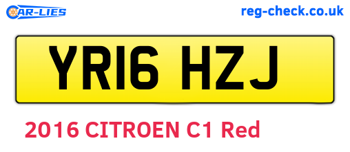 YR16HZJ are the vehicle registration plates.