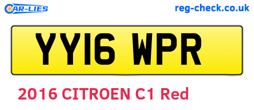YY16WPR are the vehicle registration plates.