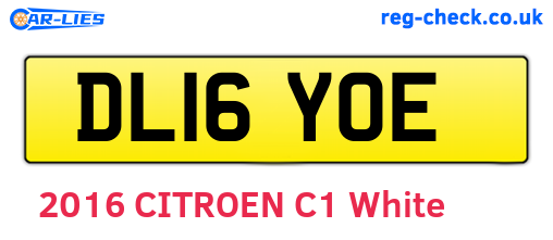 DL16YOE are the vehicle registration plates.