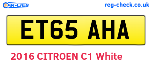 ET65AHA are the vehicle registration plates.