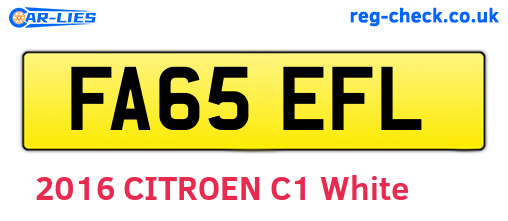 FA65EFL are the vehicle registration plates.