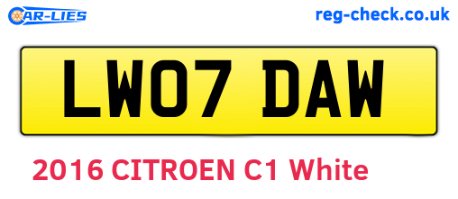LW07DAW are the vehicle registration plates.