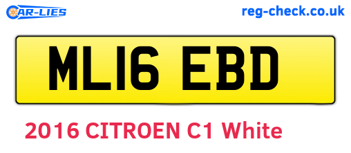 ML16EBD are the vehicle registration plates.