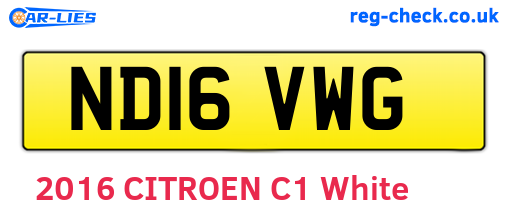 ND16VWG are the vehicle registration plates.