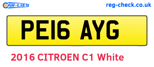 PE16AYG are the vehicle registration plates.