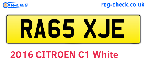 RA65XJE are the vehicle registration plates.