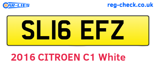 SL16EFZ are the vehicle registration plates.