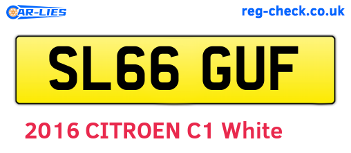 SL66GUF are the vehicle registration plates.