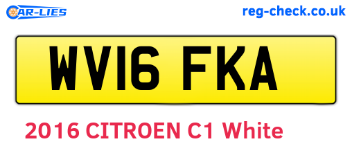 WV16FKA are the vehicle registration plates.