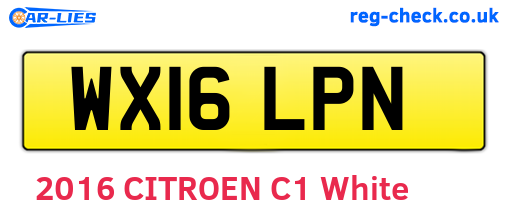 WX16LPN are the vehicle registration plates.
