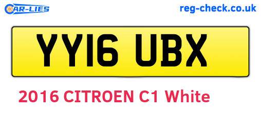 YY16UBX are the vehicle registration plates.