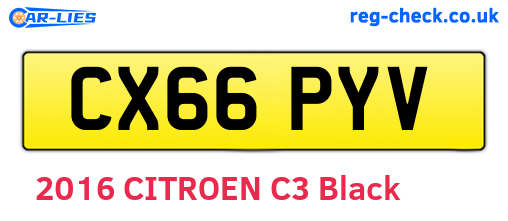 CX66PYV are the vehicle registration plates.