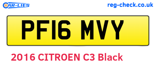 PF16MVY are the vehicle registration plates.