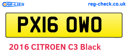 PX16OWO are the vehicle registration plates.
