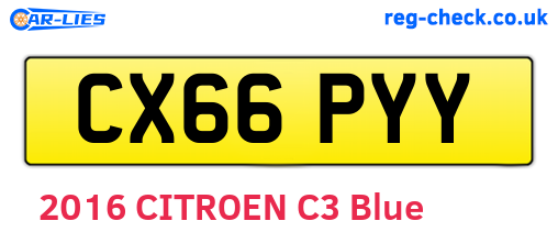 CX66PYY are the vehicle registration plates.