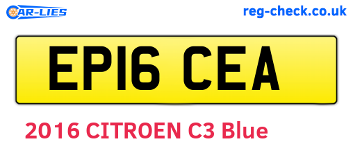 EP16CEA are the vehicle registration plates.
