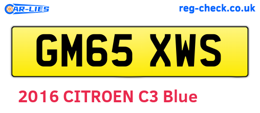 GM65XWS are the vehicle registration plates.