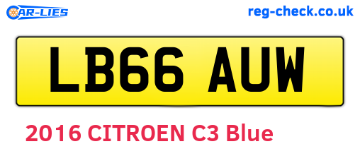 LB66AUW are the vehicle registration plates.