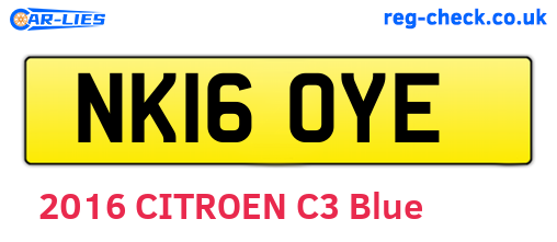 NK16OYE are the vehicle registration plates.