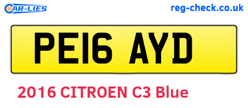 PE16AYD are the vehicle registration plates.