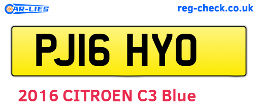 PJ16HYO are the vehicle registration plates.