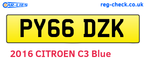 PY66DZK are the vehicle registration plates.