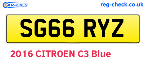 SG66RYZ are the vehicle registration plates.