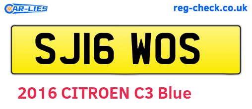 SJ16WOS are the vehicle registration plates.
