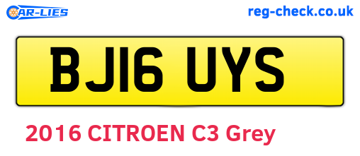 BJ16UYS are the vehicle registration plates.